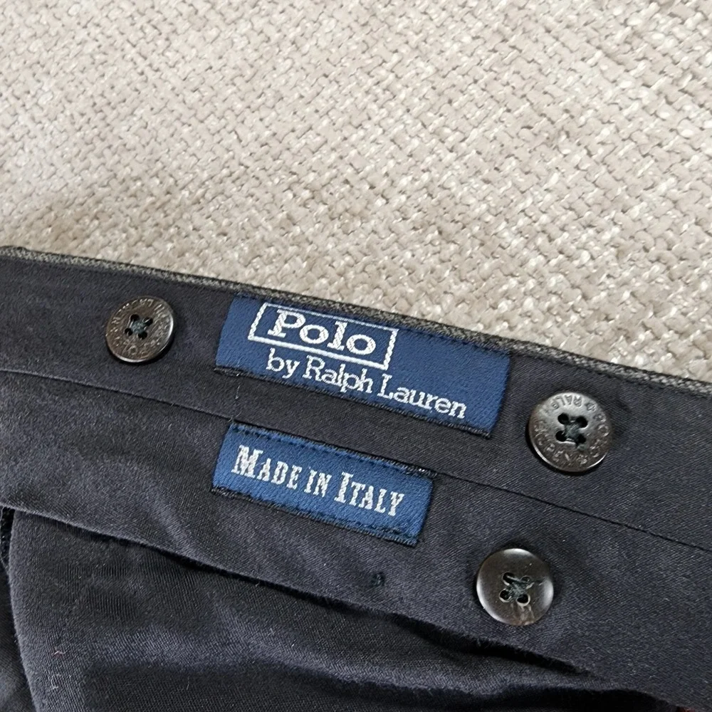 Polo Ralph Lauren Italian Wool Cashmere Pants Mens 34x31 Charcoal Stripe Cuffed